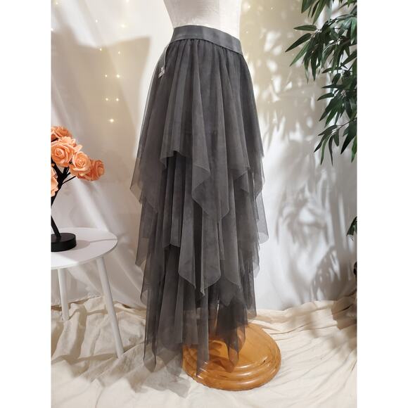 Liqui NWT Tiered Mesh Layered Skirt Italy S Dark Fairy Grunge Whimsigoth Witchy - Picture 3 of 10